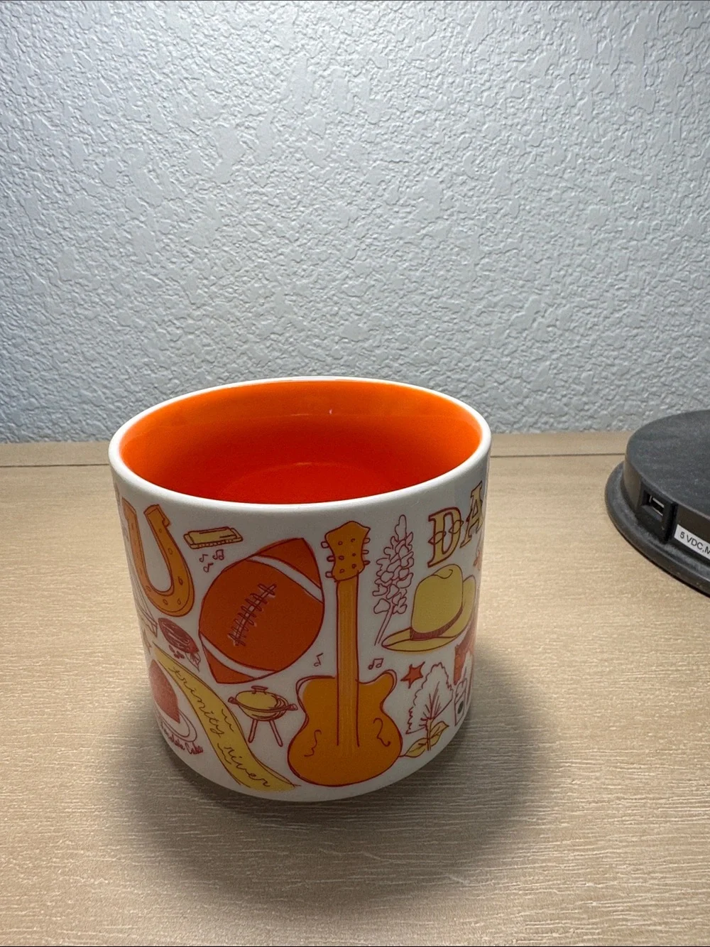 Starbucks  White Dallas Ceramic Coffee Mug with Orange and Yellow Design